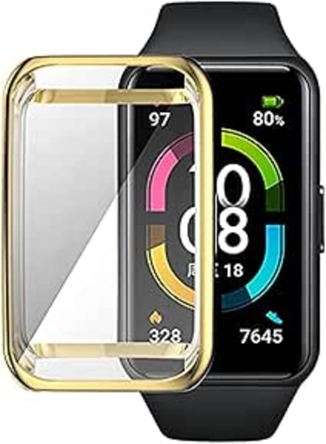 Beauenty TPU Silicon Full Cover Screen Protection Soft Case For Huawei Band 6 - (Gold)